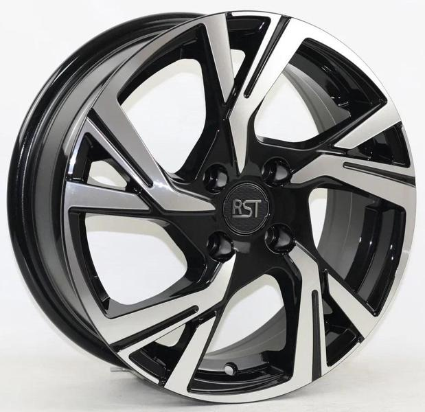 Диски RST R075 6 х 15 4*100 Et: 46 Dia: 54.1 черный с проточкой глянцевый